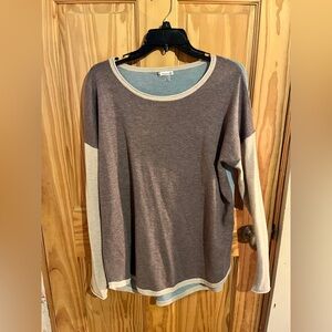 Smartwool Shadow Pine Colorblock Crewneck Sweater XL Purple Heather